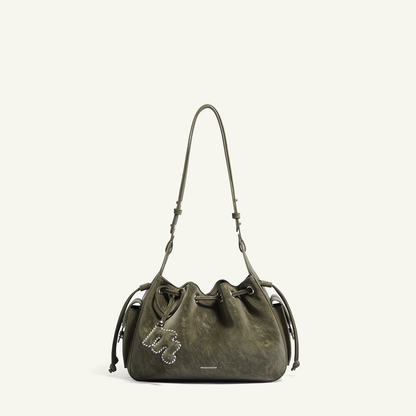 Mossdoom The Cloud Bellis Shoulder Bag - กระเป๋าสะพายไหล่ทรงถังหนังกลับสไตล์เรโทร