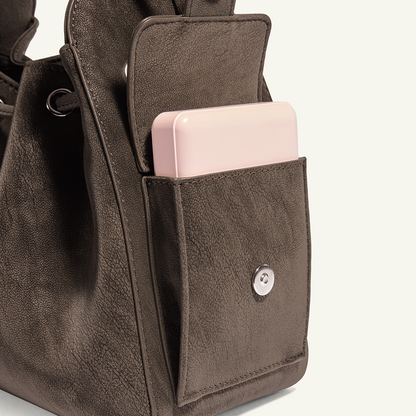 Mossdoom The Cloud Bellis Shoulder Bag - กระเป๋าสะพายไหล่ทรงถังหนังกลับสไตล์เรโทร