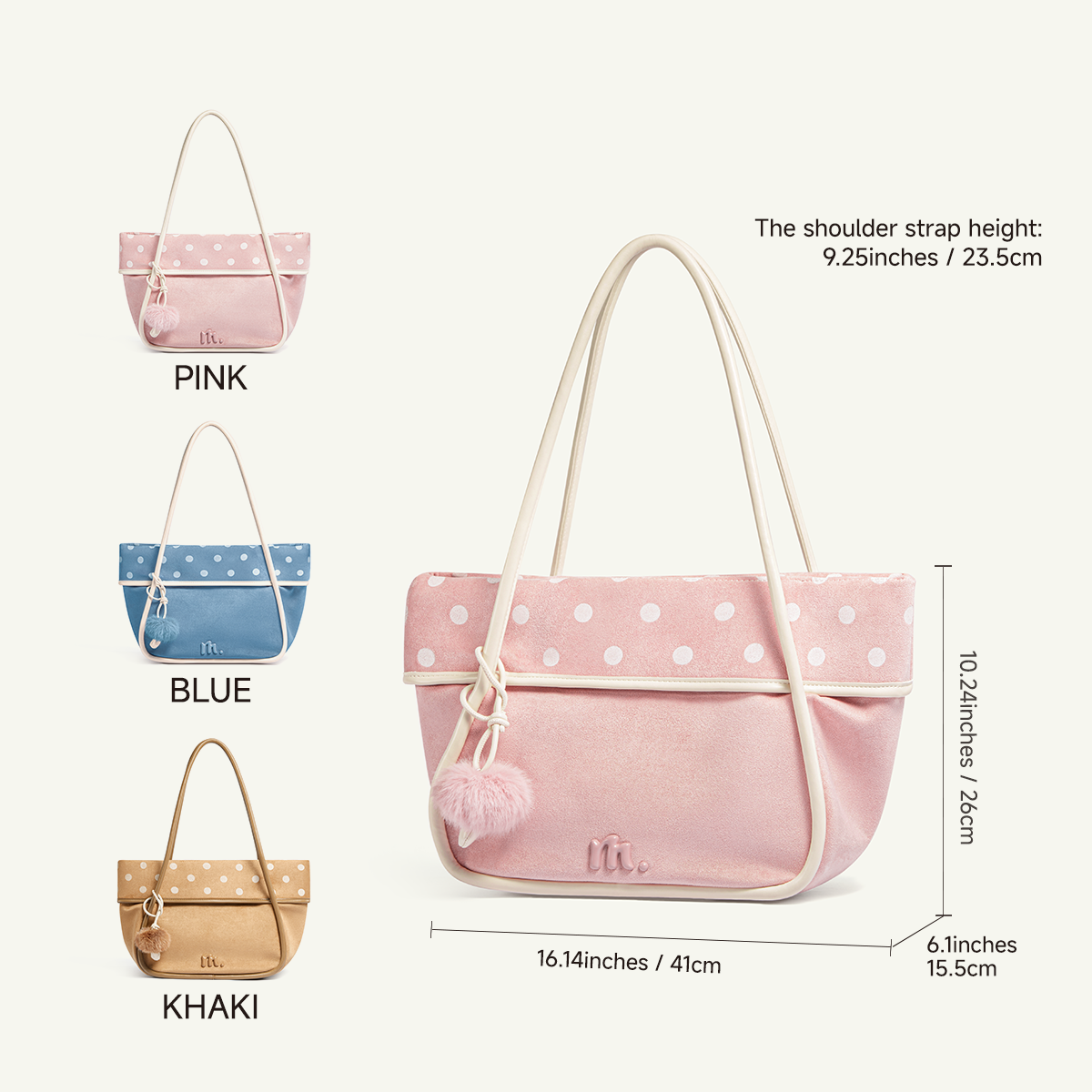 Mossdoom Kara Tote Bag - กระเป๋าผู้หญิงลายจุด จุของเยอะ น้ำหนักเบา