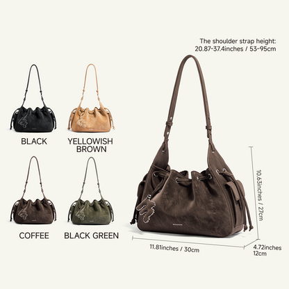 Mossdoom The Cloud Bellis Shoulder Bag - กระเป๋าสะพายไหล่ทรงถังหนังกลับสไตล์เรโทร