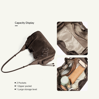 Mossdoom The Cloud Bellis Shoulder Bag - กระเป๋าสะพายไหล่ทรงถังหนังกลับสไตล์เรโทร