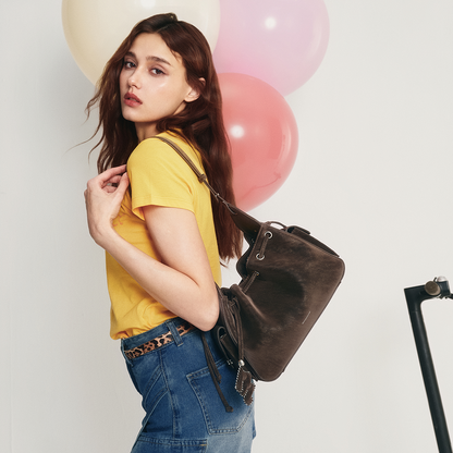 Mossdoom The Cloud Bellis Shoulder Bag - กระเป๋าสะพายไหล่ทรงถังหนังกลับสไตล์เรโทร