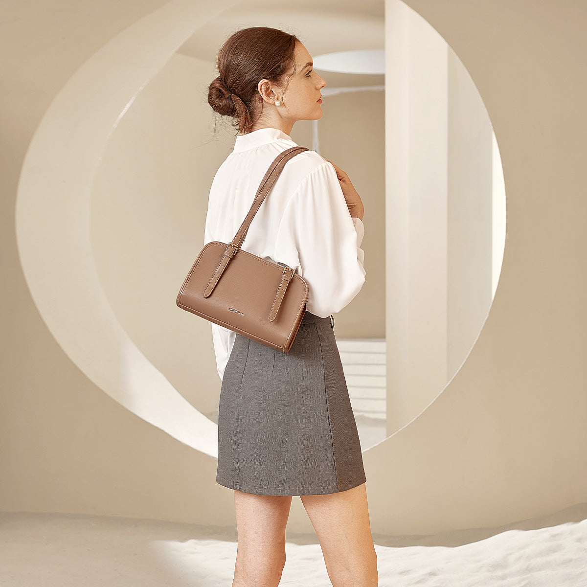 Mossdoom Renee Shoulder Bag – กระเป๋าสะพายไหล่ผู้หญิง หนัง PU น้ำหนักเบา ปรับสายได้